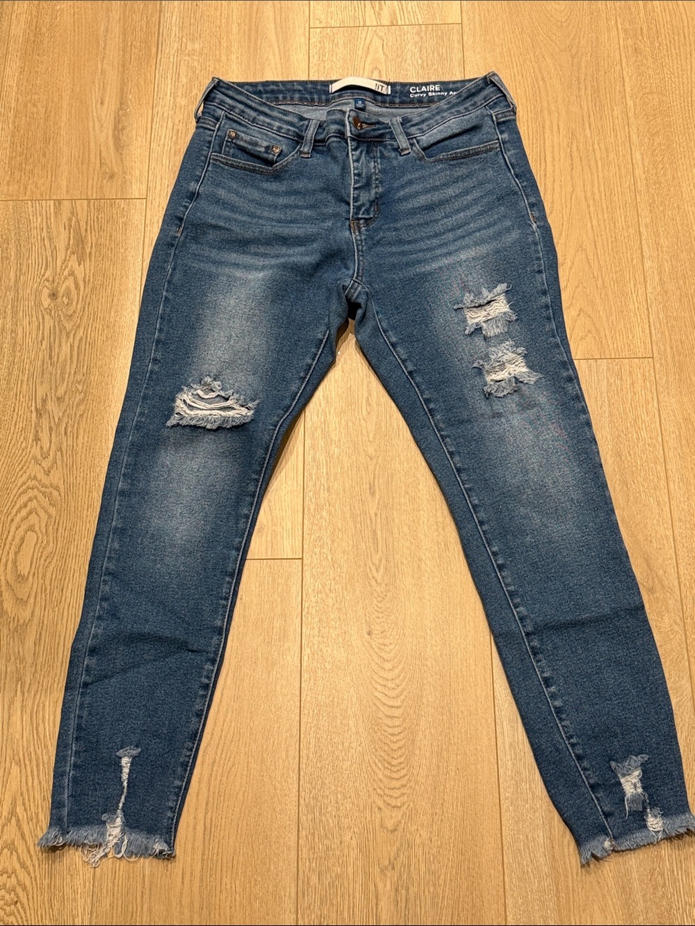 Denim Distressed Ankle Skinny Jeans Womens